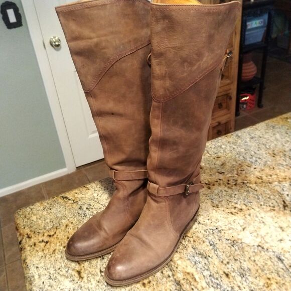 Frye Dorado 77557 Leather Riding Equestrian Tall Boots Brown Women's Size 6 - Picture 1 of 14